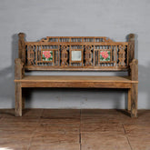 Indian Hand Carved Reclaimed Wood Bench B9
